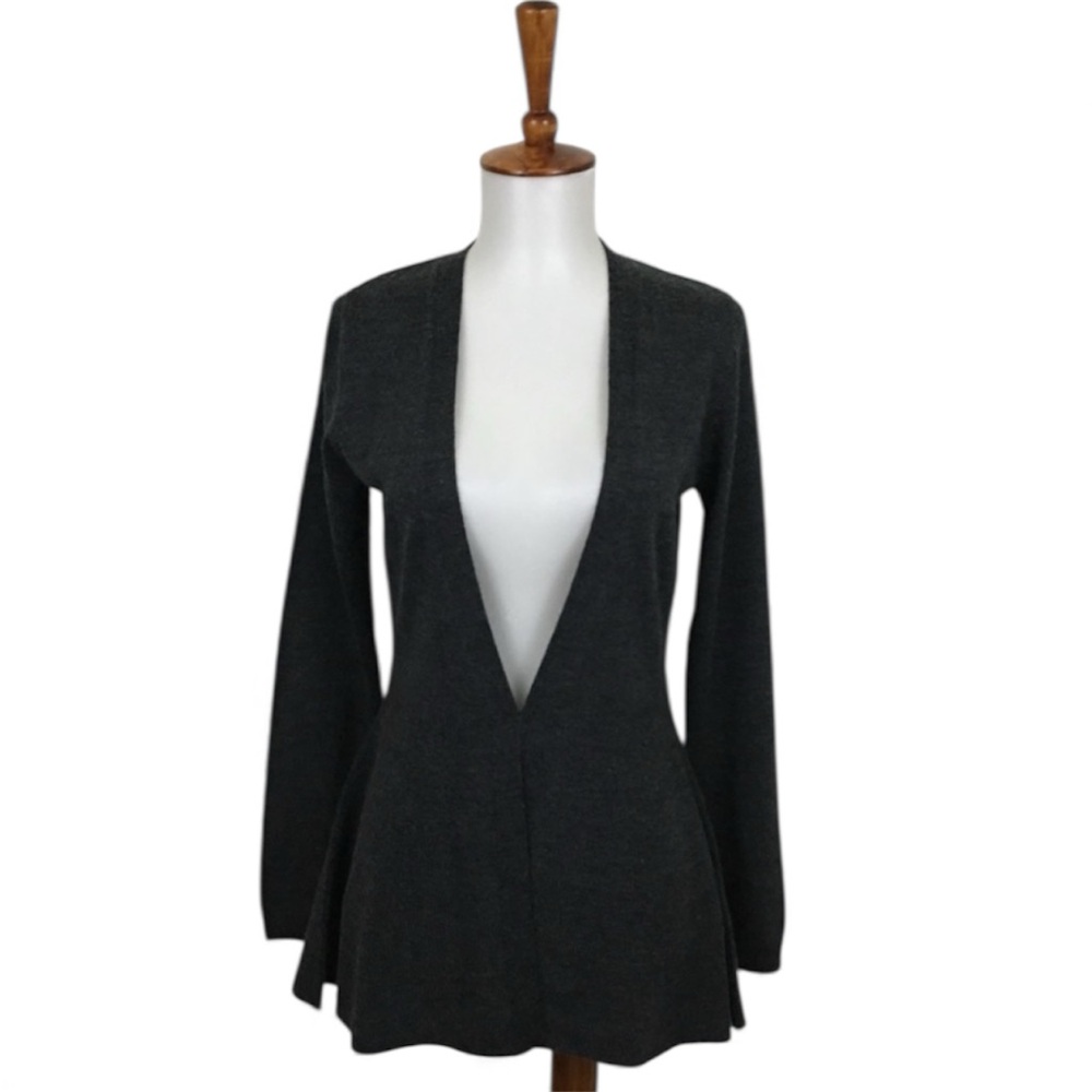 Nanette Lepore Cardigan Sweater Women’s XS Gray V-Neck Long Sleeve Knit Wool Mix